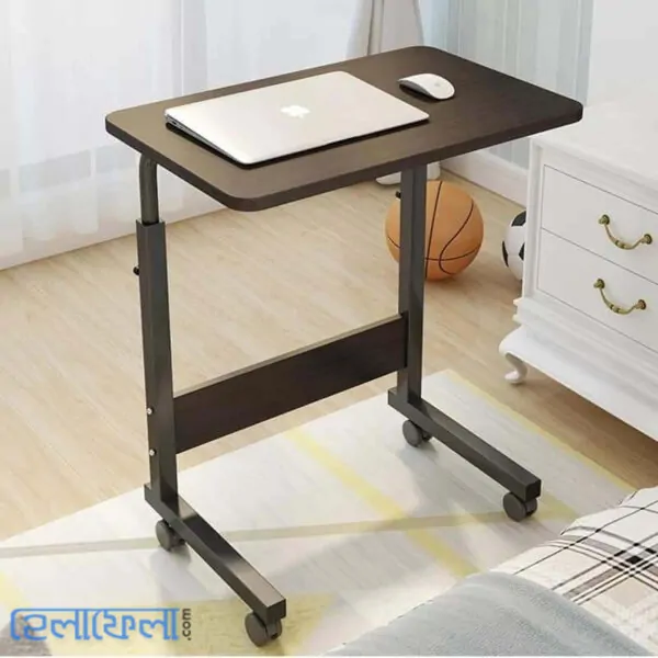Single Layer Adjustable Table With Wheels (Premium Black Color)