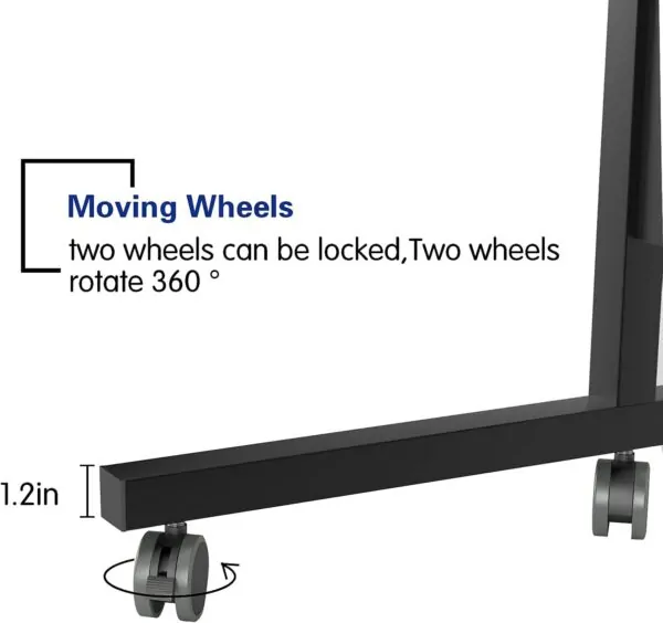 Single Layer Adjustable Table With Wheels (Premium Black Color)