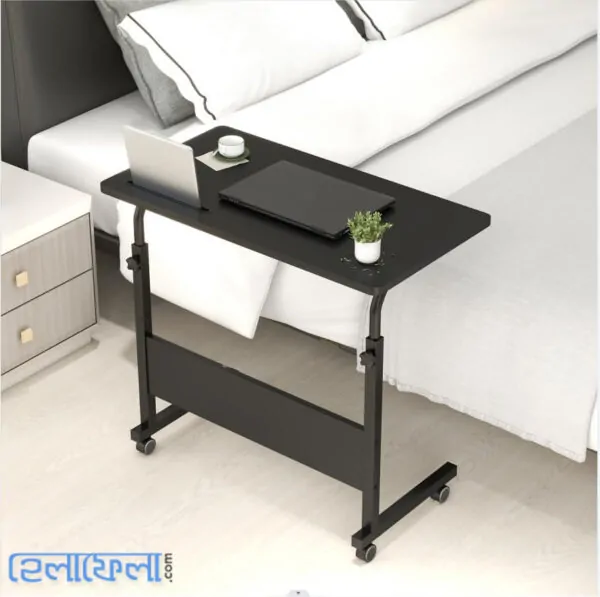 Single Layer Adjustable Table With Wheels (Premium Black Color)