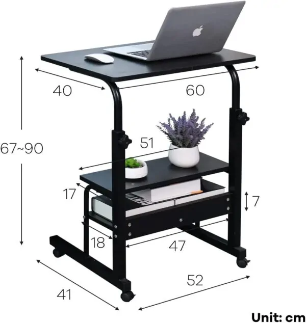 Double Layer Adjustable Laptop Desk With Wheels