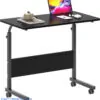 Single Layer Adjustable Table With Wheels (Premium Black Color)
