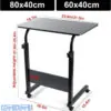 Single Layer Adjustable Table With Wheels (Premium Black Color)