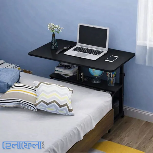 Double Layer Adjustable Table With Wheels (Premium Black Color) Double Layer Adjustable Table With Wheels (Premium Black Color)