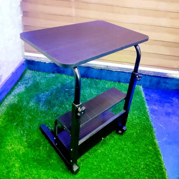 Double Layer Adjustable Laptop Desk With Wheels (black)