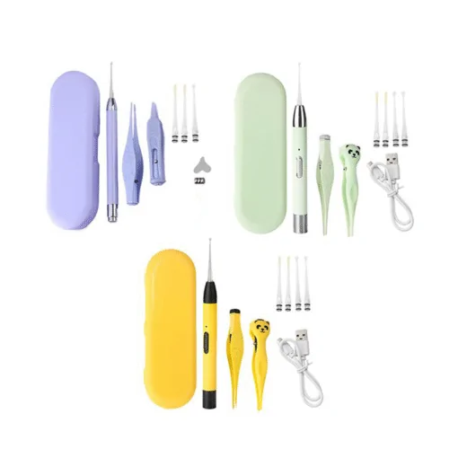 Electric Ear Plugs, Ear Wax Removal for Children with Lighting Mode - Ear Scoop Reusable Safety Cleaner for Family, Children, Teenagers, Adults