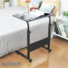 Single Layer Adjustable Table With Wheels (Premium Black Color)