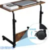 Double Layer Adjustable Table With Wheels (Premium Wood Color)