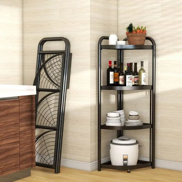 4 Layer Foldable Corner Shelves Rack