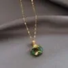 Round Green White Locket