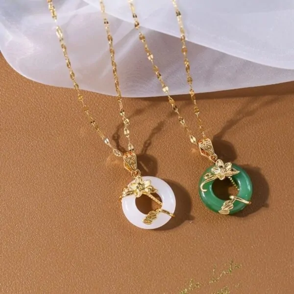 Round Green White Locket