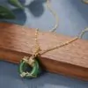 Round Green White Locket
