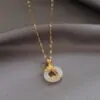 Round Green White Locket