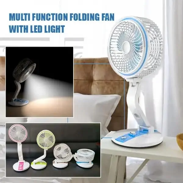 Led Light With Air Cooling Rechargeable Folding Fan