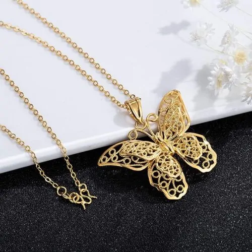 Butterfly Gold Plate Locket Necklace