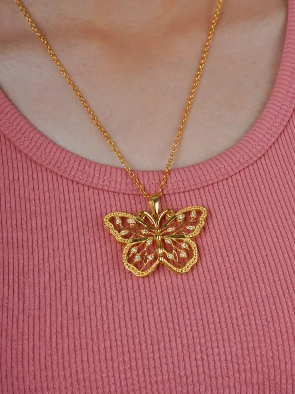 Butterfly Gold Plate Locket Necklace