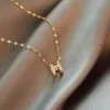 Gold Plated H Pendant Necklace