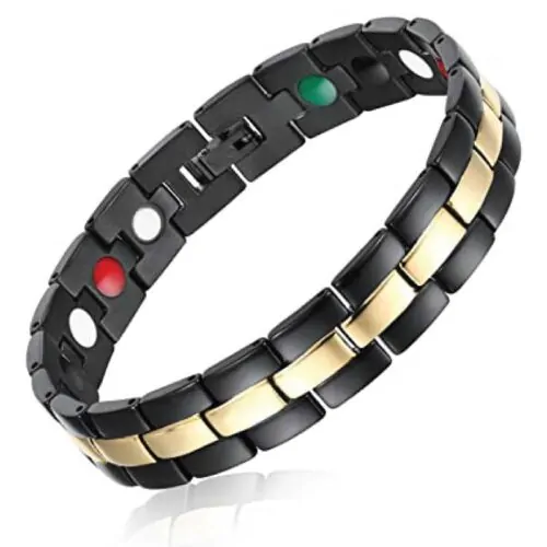 Titanium Magnetic Double Row 4 Element Bracelet