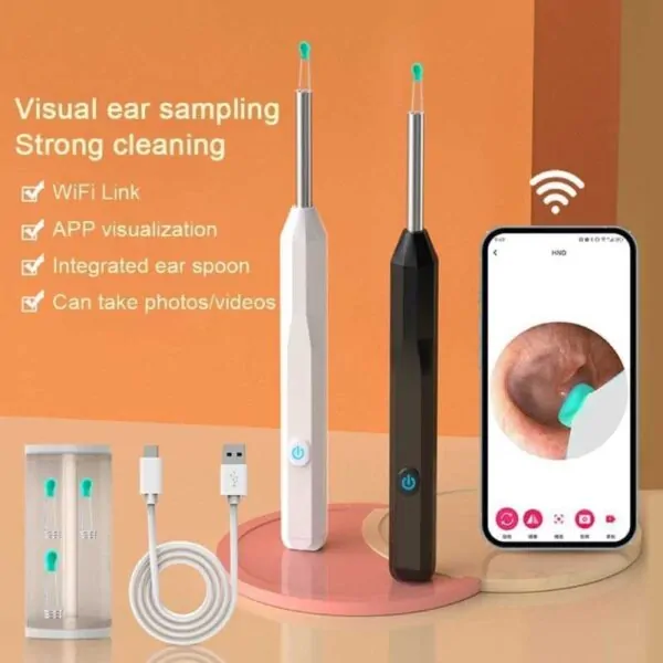Earwax Wireless Otoscope for iOS, Android, iPhone, iPad (Black)