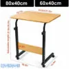 Single Layer Adjustable Table With Wheels (Premium Wood Color)