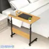 Single Layer Adjustable Table With Wheels (Premium Wood Color)