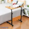 Single Layer Adjustable Table With Wheels (Premium Wood Color)