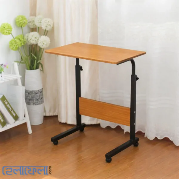 Single Layer Adjustable Table With Wheels (Premium Wood Color)