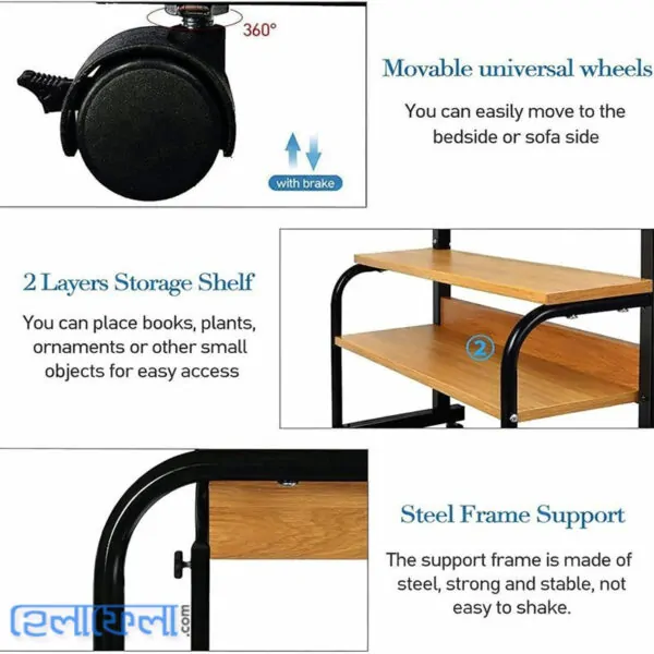 Double Layer Adjustable Table Premium Wood Color (High Quality)