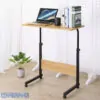 Single Layer Adjustable Table With Wheels (Premium Wood Color)