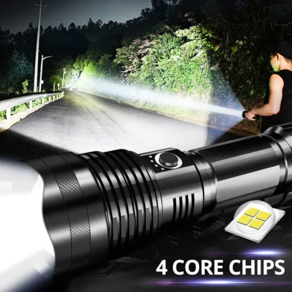 Rechargeable Zoom LED Flashlight USB with battery