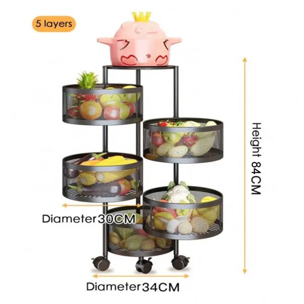 5 Layer Round Shape Kitchen Rack