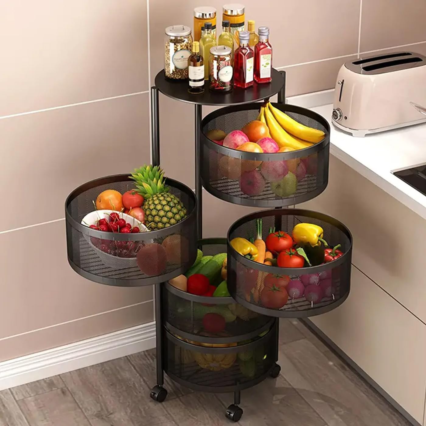 Naturally Rack Small Round 5 Layer Round Shape Kitchen Rack - Helafela - Find it, love it, buy it.