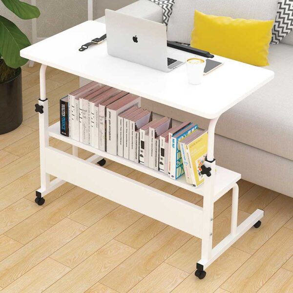 Double Layer Adjustable Laptop Desk With Wheels (black)