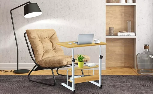 Double Layer Adjustable Laptop Desk With Wheels (black)