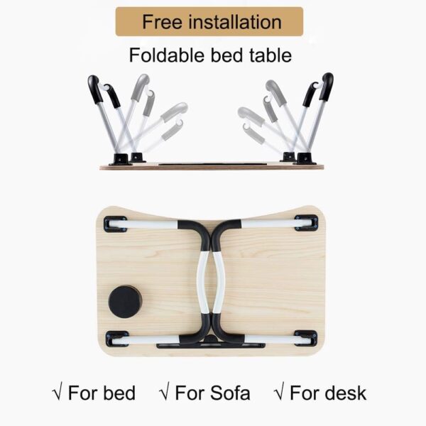 Foldable Laptop Table with Cup Holder IPad Slot