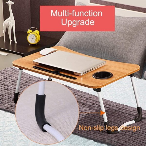 Foldable Laptop Table with Cup Holder IPad Slot