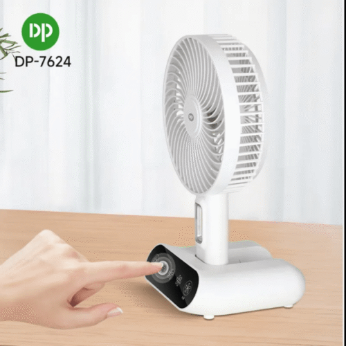 DP 7624 Mini Rechargeable Fan – 6″ | 3000mAh | Touch Switch | LED Light DP 7624 Mini Rechargeable Fan – 6″ | 3000mAh | Touch Switch | LED Light