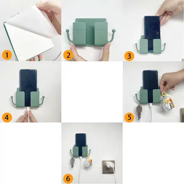 Mobile Phone Charging Hanging Holder Multifunction Wall Mounted Plug Bracket